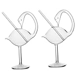 ELAYARD 2 piezas Copa de Cóctel Cisne de Vaso Delicado para Whisky y Vino Vajilla Transparente para Mesa Comedor