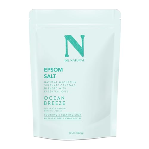 Dr. Natural Sal de Epsom - Sales de Baño Relajantes - Baño de Sal de Epsom Suavizante - Aumento de Magnesio - Brisa Oceánica - 450 g