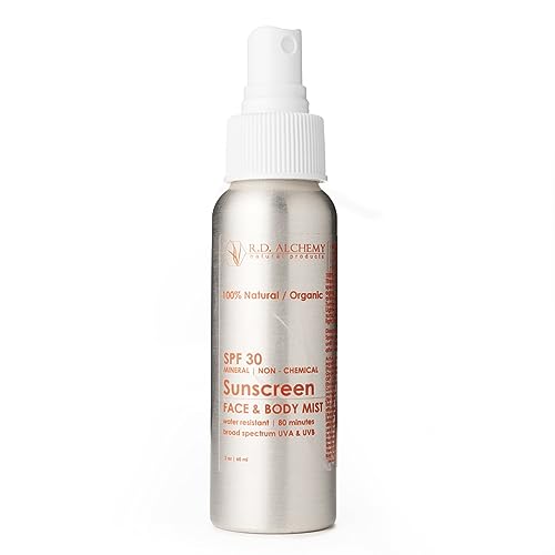 RD Alchemy - 100% Natural & Organic Sunscreen SPF30 Face and Body Mist - Travel Sized, Non-Nano, Chemical free, Reef Safe Broad Spectrum UVA and UVB protection image 5