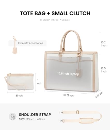 Image of LOVEVOOK Laptop Tote Bag for Women, Office Work Bag Briefcase fit for Laptop, Large Capacity Teacher Bag Handbag