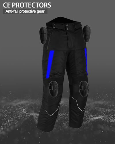 Hive Moto Motorcycle Pants for Men Women Armored Cordura Motocross Cargo Work Touring Motorbike Protection Trouser Waterproof (TR-425 2XL Blue)
