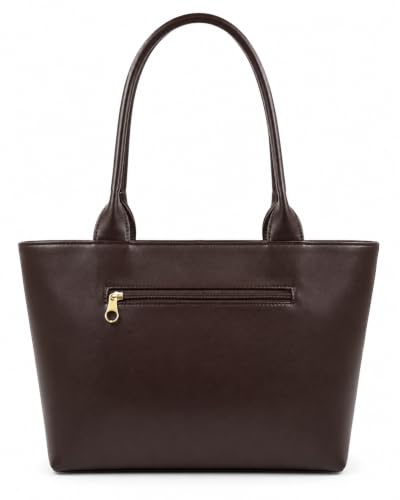 Image of Black Tote Bag with Textured Front and Gold-Tone Hardware (Brown)