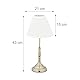 Relaxdays Tischlampe, Stoffschirm, Vintage, E14, Wohn- & Schlafzimmer, Nachttischlampe, Metall, HD 43 x 21 cm, weiß/gold