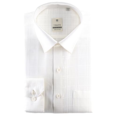 Image of 7-DAYS Men's Premium Formal Shirts - Regular Fit, Full Sleeve, 100% Pure Cotton, Self-Design, with Pocket - Stylish Office Shirts for Men