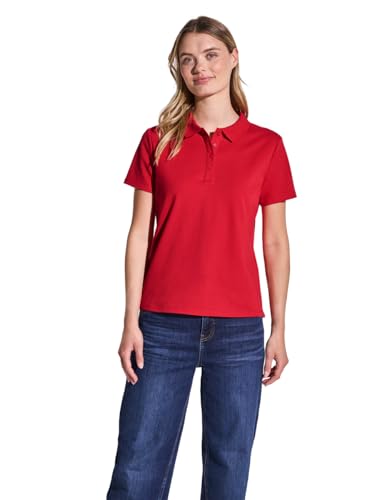 STREET ONE Damen A322942 Poloshirt mit Rippstruktur, Glory red, 42