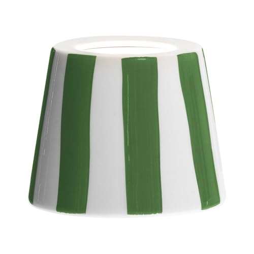 Zafferano, Poldina Cover, Cover in Ceramica Decorata a Mano per Lampada da Tavolo, Paralume Compatibile con le Lampade Poldina, Made in Italy, Ø13 x 10 cm, Color Bianco - Righe Verdi
