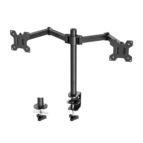 ZENTIKA Dual Monitor Stand - Double Monitor Arm for 13-32 inch LCD LED Screens - Adjustable Dual Monitor Arm with Tilt Swivel Rotation Fits 75/100 VESA Mount