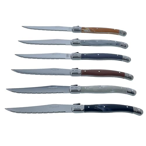 LAGUIOLE I7209P6-NT - Estuche de Cuchillos de Mesa con Mango en Colores Pastel, 6 Unidades