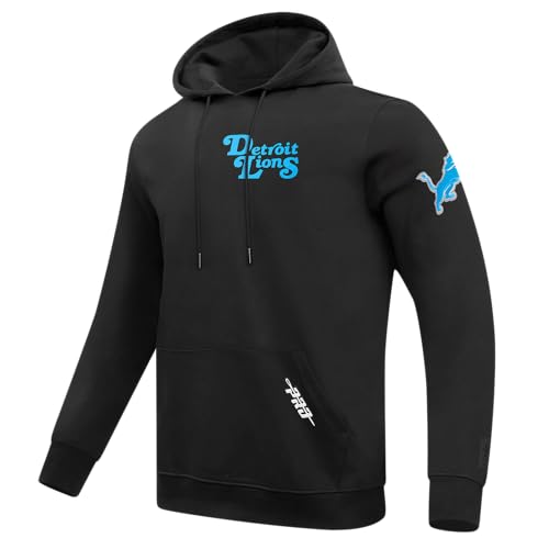 Pro Standard Mens NFL Detroit Lions Souvenir Pull Over Hoodie Black L - Image 3