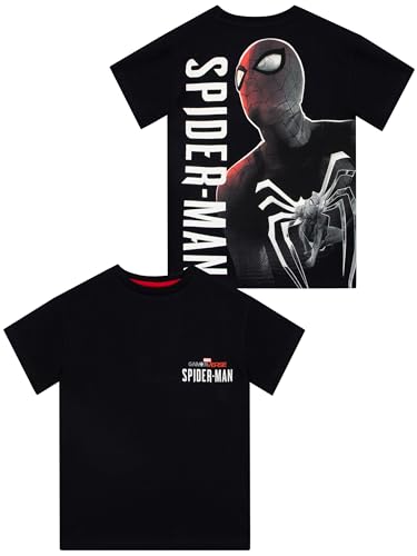 Marvel Boys Spiderman Shirt | Spider-Man Gaming Shirt | Black Short Sleeve T-Shirt for Boys