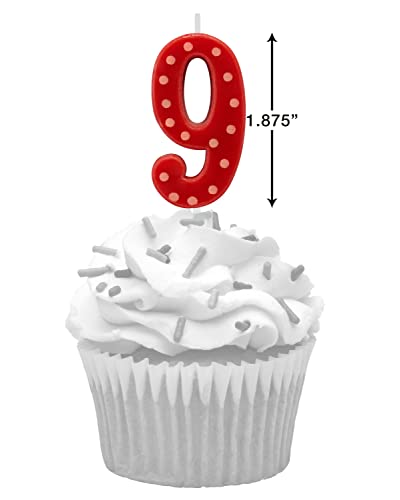 Image of Papyrus Number 9 Birthday Candle, Red Polka Dots (1-Count)