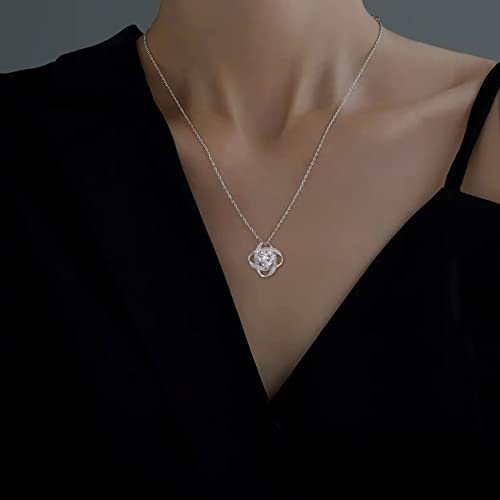 EPIRORA Sterling Silver Cubic Zirconia Love Knot Pendant Necklace for Women, Graduation Birthday Christmas Jewelry Gifts for Friends/Wife/Sister/Daughter/Mom2
