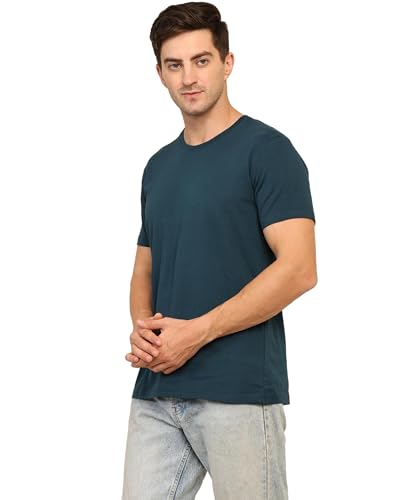 Image of Unisex Round Neck Plain T-Shirt | Combed Bio-Washed Ring Spun Cotton for Men & Women, Short Sleeves