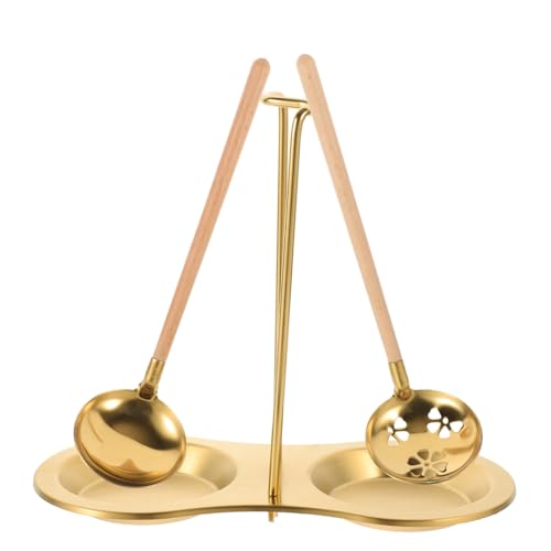 GRIRIW Ergonomic Handle Stainless Steel Serving Spoon Soup Spoon Strainer Holder