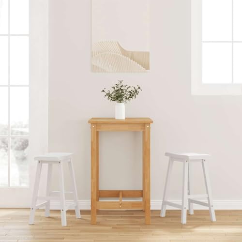 SooIarix Juego de 2 taburetes de bar de madera maciza, madera maciza, árbol de goma, 44,5 x 35 x 60 cm, taburete de cocina con reposapiés, resistente a la intemperie