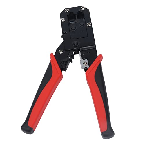 Crimpadora RJ45 y RJ11 Pelacables con Alicates Multi Función para Conectores 8P y 6P - Precisión en Crimpado, Mango Antideslizante y Durabilidad para Redes y Telefonía