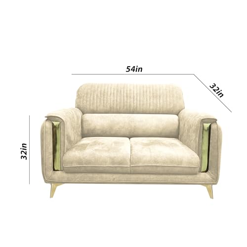 Image of Casaliving Gelio 2 Seater Sofa Set for Living Room (Cream Colour) Premium Fabric Sofa