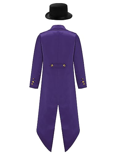 renvena Boys Girls Steampunk Tailcoat Jacket Kids Medieval Vintage Victorian Gothic Frock Coat with Hat2