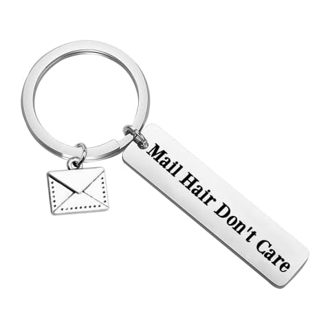 OKEYCH Postal Worker Gift Mail Hair Don't Care Keychain Mail Carrier Jewelry Mail Lady Mailman Gift Post Office Worker Gift, Mail Hair Don't Care Keychain, Medium Cover
