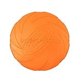 Material: Caucho SUXIAO Resistente a Las mordeduras Perro de Juguete Frisbee 4 Colores de Entrenamiento Juguetes para Mascotas Flexibles Discos de Vuelo para Cachorros, Naranja, M - 18x18cm