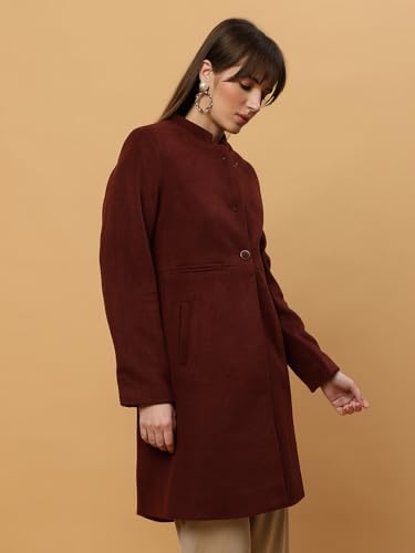 Image of BEATNIK Shawl Collar Full Sleeve Maroon Women's Blazers