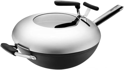 Wok de hierro fundido sin recubrimiento hecho a mano 320x105 mm