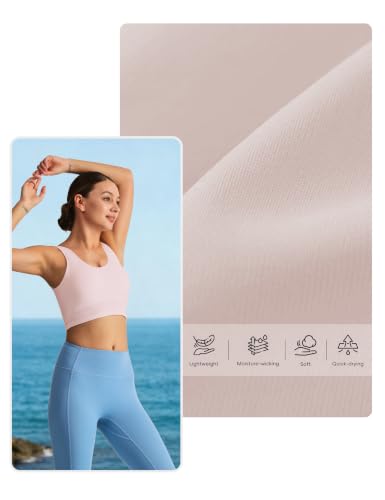 Padded High Impact Sports Bra Women Longline Workout Crop Tank Tops Pink - image 4