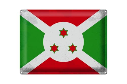 mrdeco Metall Schild 30x40cm gewölbt Flagge Bur&i Flag of Bur&i Vintage Deko Blechschild Tin Sign