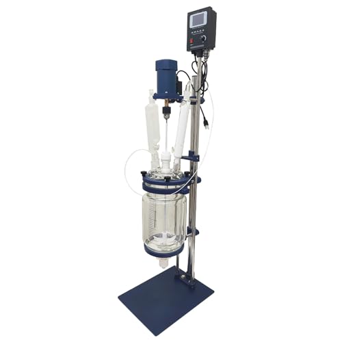 WYDDDARY Glass Reactor 5L Chemical Lab Jacketed Glass Reactor Vessel Double-Layer Glass Digital Display Vessel for Chemistry Reaction Distillation 110V 90W