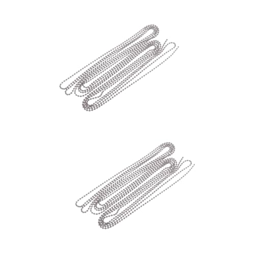 LALAFINA 2pcs 3 Stainless Steel Bead Chain 3.2mm Diameter with 10 Connectors Versatile Ball Chain for DIY Keychains Pendants