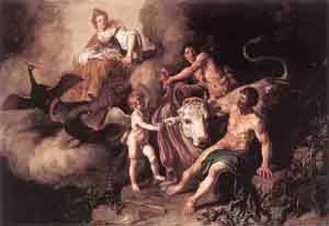 Peinture à l'huile Juno et Jupiter 1618 pour décor classique chic