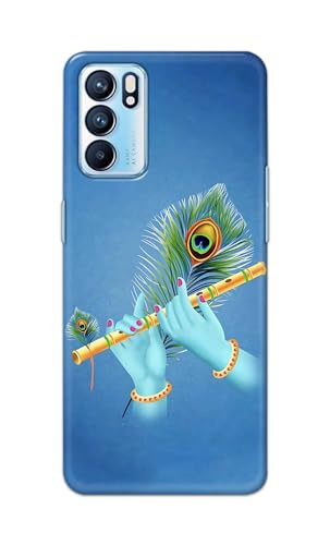 Image of PRINTFIDAA Printed Hard Back Cover Case for Oppo Reno6 5G | Oppo Reno 6 5G Back Cover (Flute in Krishna Hands) -112