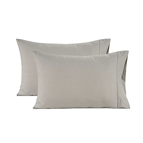Image of LANE LINEN 100% Organic Cotton Pillow Cases - King Size and Crisp Cool Percale Covers Sleeping Set of 2 Grey (White Dot)