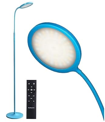 Tenmiro LED Floor Lamps for Living Room, Bright Modern Reading Floor Lamp with Stepless Adjust Color Temperatures & Brightness, Standing Lamp with RF Remote & Touch Control(Bule)