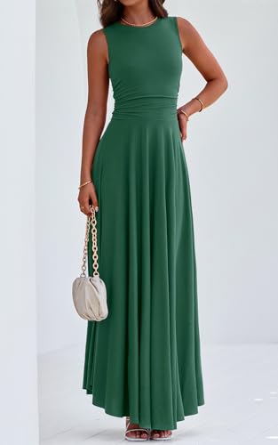 Image of PRETTYGARDEN Womens Summer Dresses 2026 Casual Sleeveless Crewneck Aline Maxi Dress Stretch Tank Flowy Long Dresses
