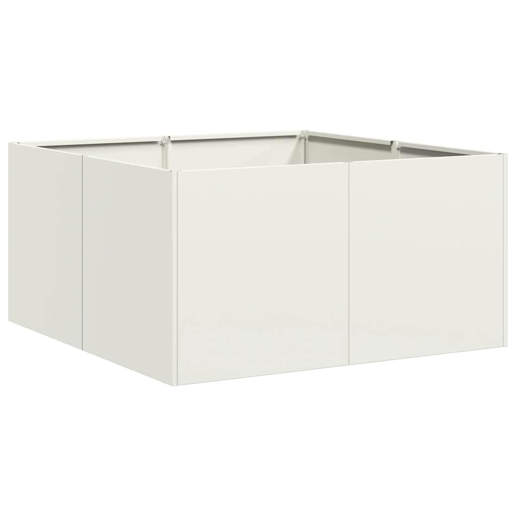 vidaXL Planter White 80x80x40 cm Cold-rolled Steel, plant pot, plant stand, raise bed, planter stand, plant tray, garden planter, outdoor planter — image 1