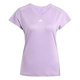 adidas Women's Train Essentials V-Neck T-Shirt, Powder Plum/White, Large
