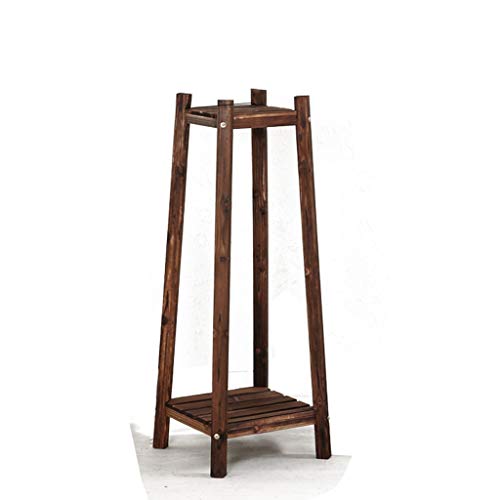 Flower stand Double Carbonized Anti-corrosion Wood Floor Type Nordic Simple Living Room Balcony Indoor Special Space Saving (without Flower Pot) (Size : B)