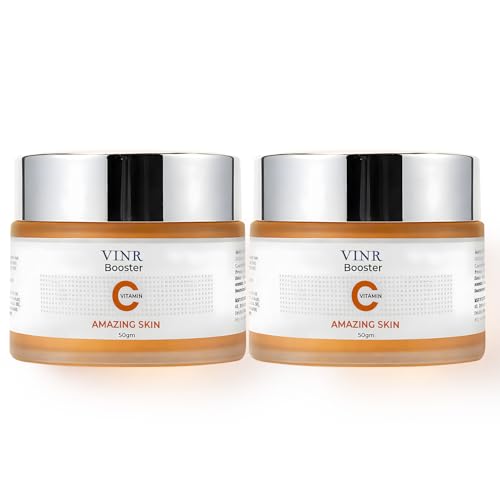 Image of VINR 10% Vitamin C Moisturizer for Face | Brightening & Hydrating Cream | Oil Free & Lightweight | Reduces Dark Spots & Pigmentation | For All Skin Types | Day & Night Use - 50g (Pack of 2)