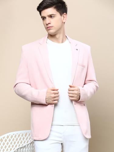 Image of SHOWOFFFF Men Solid Single Breasted Party Blazer | Notched Lapel Full Sleeves Cotton Blazer's for Mens | Slim Fit Regular Length Blazers for Men's