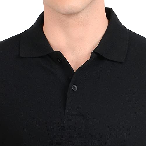 Image of AWG ALL WEATHER GEAR Men's Cotton Regular Fit Solid Polo Neck T-Shirt Navy Blue Melange