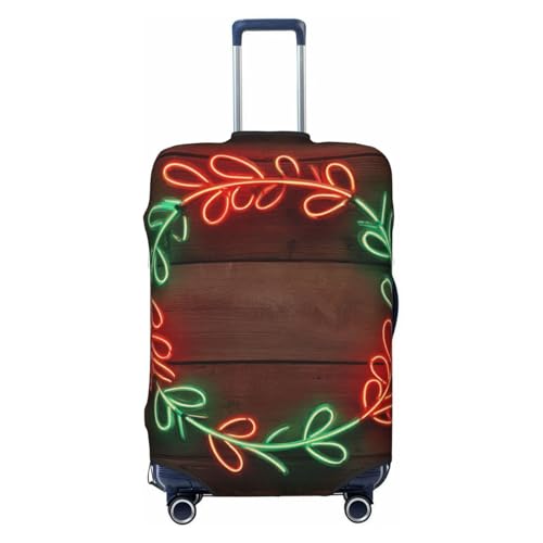 Neon Farmhouse Christmas Wreath Elastic Travel Luggage Covers Dustproof Scratch-Resistant Suitcase Protector Fit 22-24 Inch