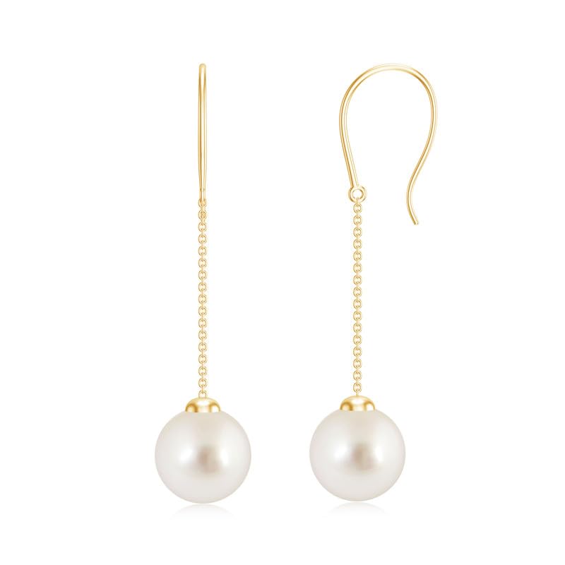 Image of Goldhartz 925 Sterling Silver Akoya Pearl and Moissanite Diamond Drop Earrings, 10MM Pearls, 14K Gold Micron Plated, Best Gift for Weddings, Anniversaries & Birthdays