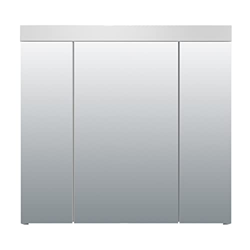 trendteam smart living - Devon - Spiegelschrank - Weiß - moderner Spiegelschrank 3-türig - (BxHxT) 80 x 75 x 16 cm - 9 Fächer und 6 verstellbare Einlegeböden - kratzfest