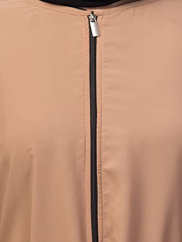Image of Mallika Women Modest Wear Nida Matt Front Open Zipper Abaya Burkha for Everyday use (Skin, XL)