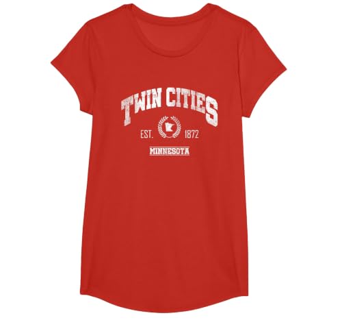 Twin Cities MN | Minnesota Throwback Sports T-Shirt, Girls, Red, X-Small