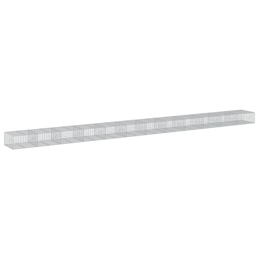 Kosz gabionowy z pokrywką 1200x100x50 cm Żelazo ocynkowane | Montaż bez narzędzi, w zestawie haczyki dystansowe, do podparcia ściany ogrodowej