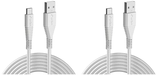 Image of URBN Type-C USB 3.4 Amp | 25W Fast Charging Cable for Smartphone | Unbreakable Rugged & Nylon Braided | Quick Charge (QC) Compatible | Made in India | Length (5 Feet) - White (Pack of 2)
