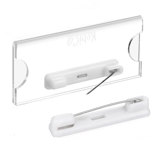 Image of Kebica Rectangle Name Badge with Pin, Acrylic Insert Type Blank Name Tag Holder for Clothes, DIY Blank ID Holders for School, Office, Hospital (12pc), 7.3 X 2.5 X 0.1 cm