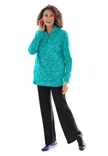 Woman Within Plus Size Microfleece Quarter-Zip Pullover
